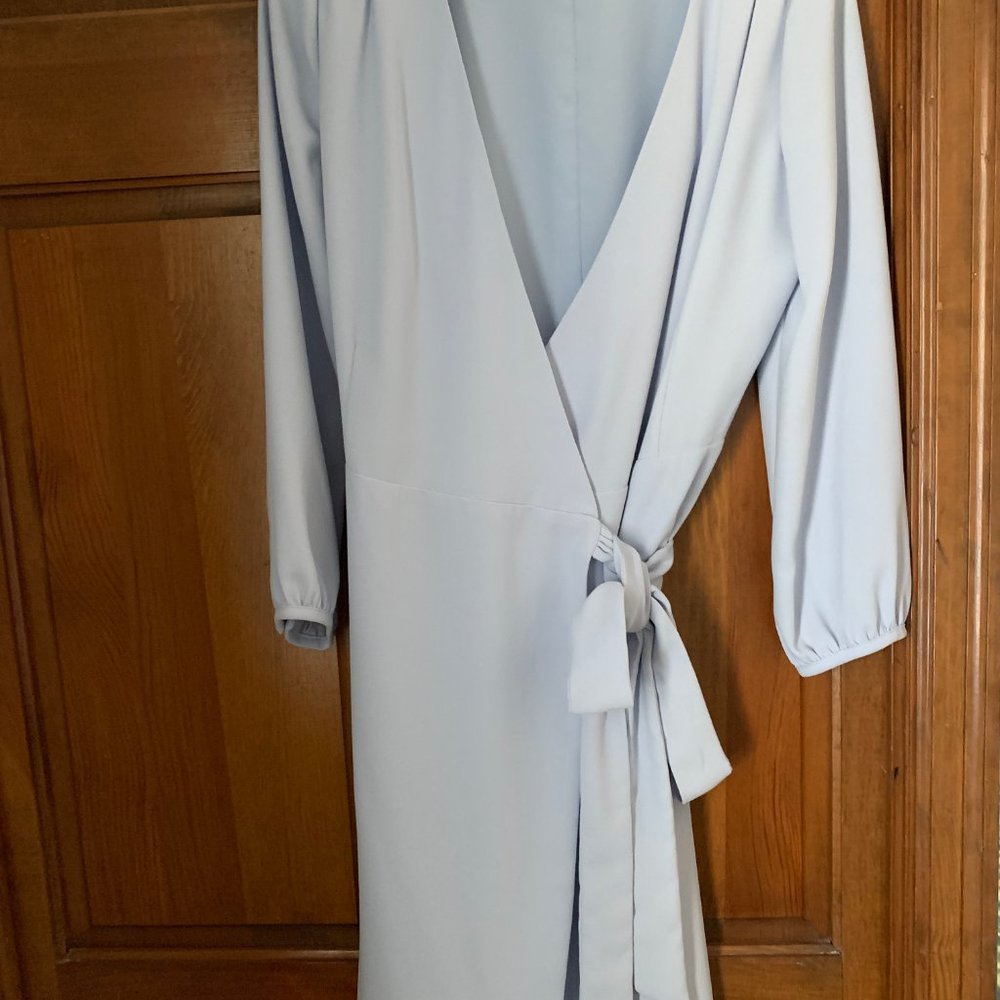 J. Crew Sz 4 True Wrap Dress 365 Crepe Pink or Blue Tie Waist Long  Sleeves